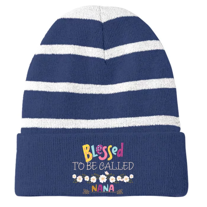 Blessed To Be Called Nana Striped Beanie with Solid Band