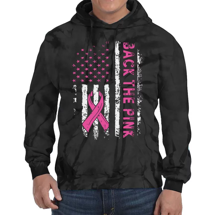 Back The Breast Cancer Awareness Flag Tie Dye Hoodie