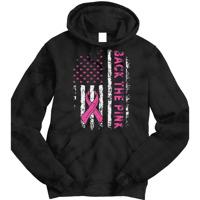 Back The Breast Cancer Awareness Flag Tie Dye Hoodie