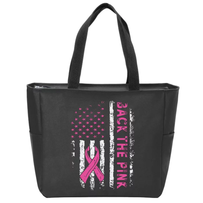 Back The Breast Cancer Awareness Flag Zip Tote Bag