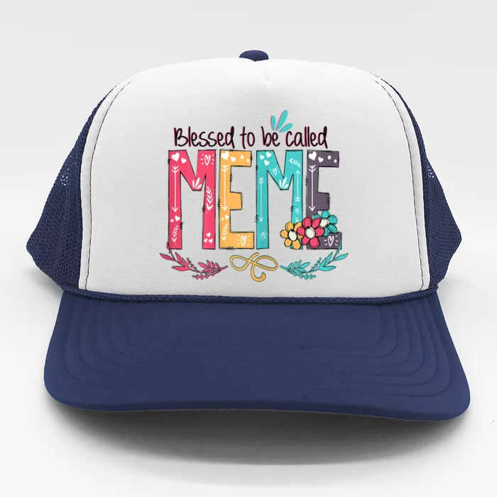 Blessed To Be Called Meme Colorful Giftsgrandma Trucker Hat