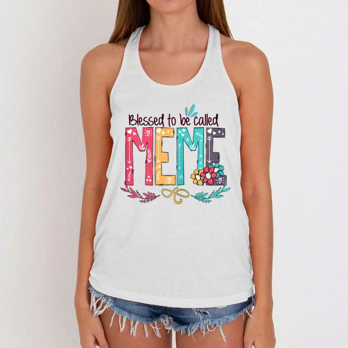 Blessed To Be Called Meme Colorful Giftsgrandma Women's Knotted Racerback Tank