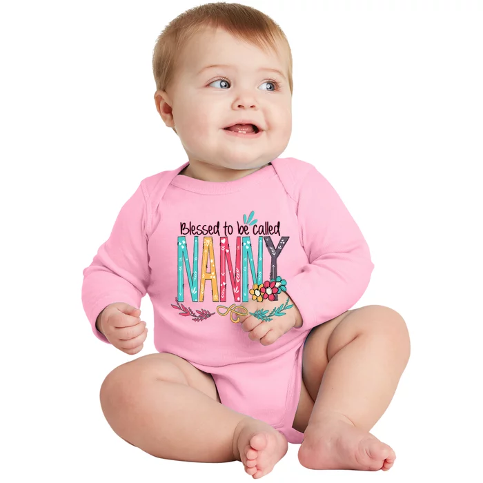 Blessed To Be Called Nanny Colorful Giftsgrandma Baby Long Sleeve Bodysuit