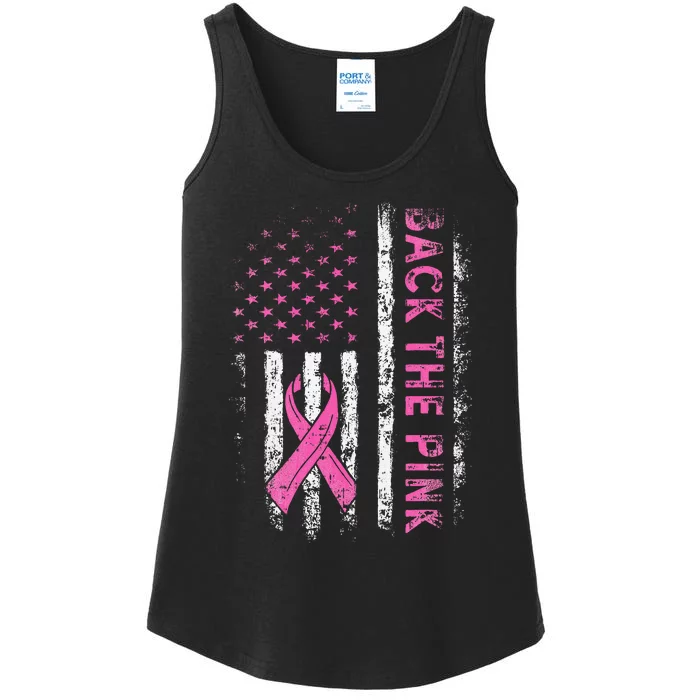 Back The Breast Cancer Awareness Flag Ladies Essential Tank