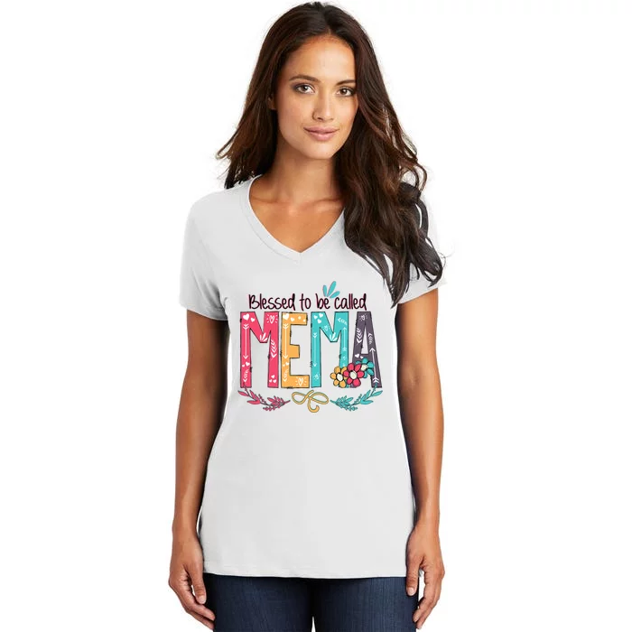 Blessed To Be Called Mema MotherS Day Women's V-Neck T-Shirt