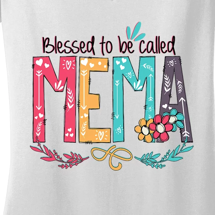 Blessed To Be Called Mema MotherS Day Women's V-Neck T-Shirt