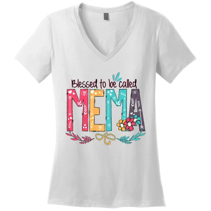 Blessed To Be Called Mema MotherS Day Women's V-Neck T-Shirt