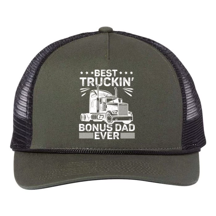 Best Truckin Bonus Dad Ever Trucker Bonus Dad Fathers Day Meaningful Gift Retro Rope Trucker Hat Cap