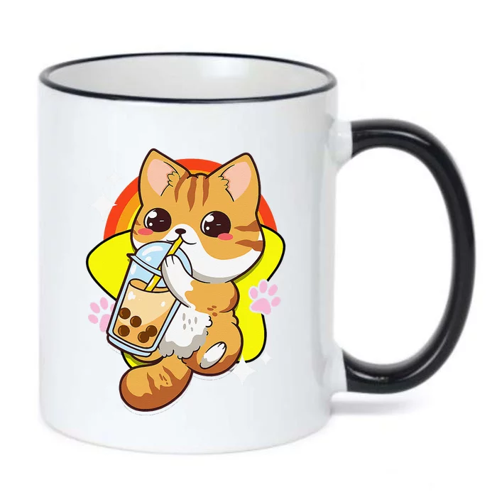 Boba Tea Bubble Tea Cat Anime Kawaii Neko Lover Japanese Black Color Changing Mug