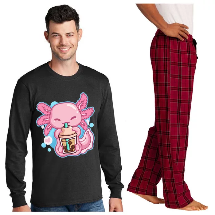 Boba Tea Bubble Tea Milk Tea Anime Axolotl Long Sleeve Pajama Set