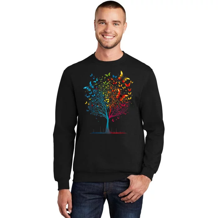 Butterfly Tree Beautiful Women Men Graphic Tall Sweatshirt