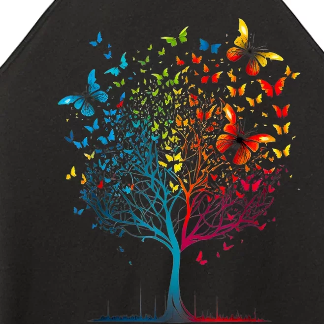 Butterfly Tree Beautiful Women Men Graphic Women’s Perfect Tri Rocker Tank