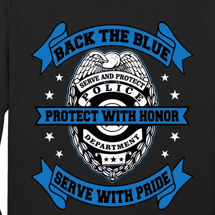 Back The Blue Blue Line Police Officer Cop Tall Long Sleeve T-Shirt