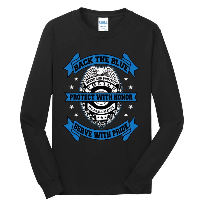 Back The Blue Blue Line Police Officer Cop Tall Long Sleeve T-Shirt