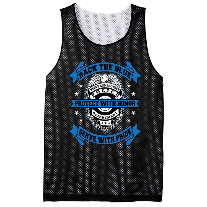 Back The Blue Blue Line Police Officer Cop Mesh Reversible Basketball Jersey Tank