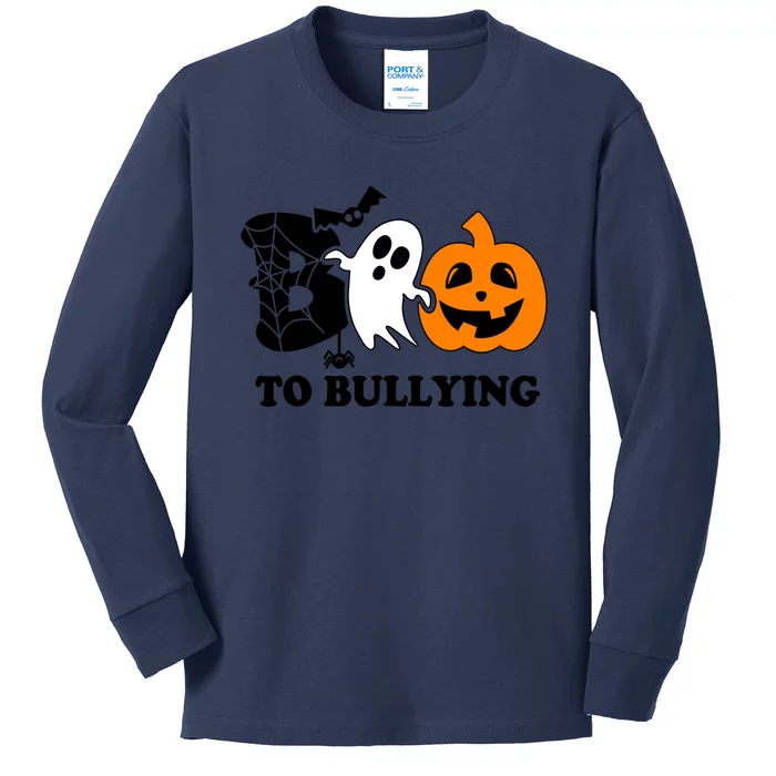 Boo To Bullying Orange Anti Bullying Unity Day Halloween Kids Long Sleeve Shirt