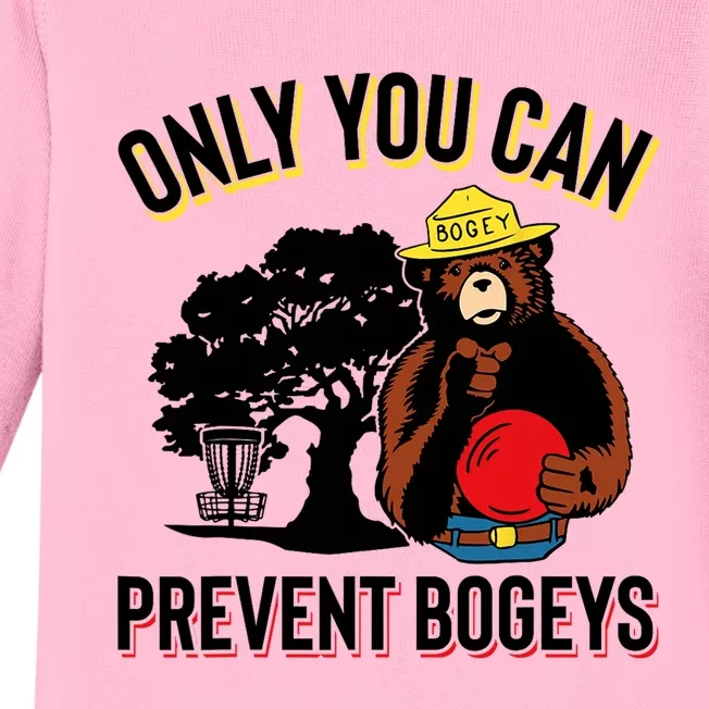 Bogey The Bear Only You Can Prevent Bogeys Disc Golf Baby Long Sleeve Bodysuit