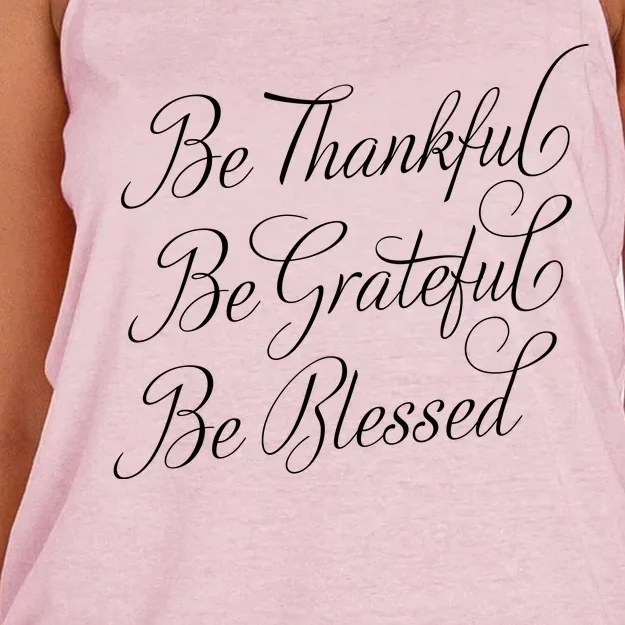 Be Thankful Be Grateful Be Blessed Women's Knotted Racerback Tank