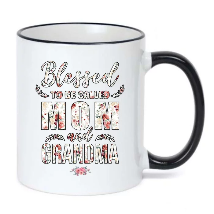 Blessed To Be Called Mom And Grandma Floral Black Color Changing Mug