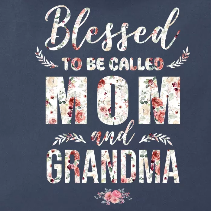 Blessed To Be Called Mom And Grandma Floral Zip Tote Bag