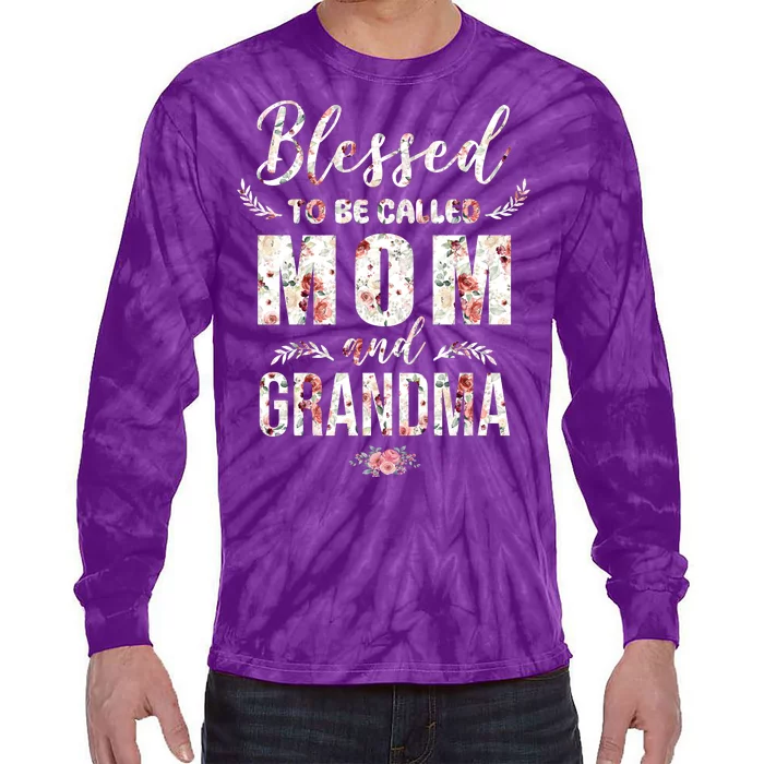 Blessed To Be Called Mom And Grandma Floral Tie-Dye Long Sleeve Shirt