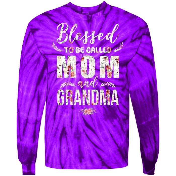 Blessed To Be Called Mom And Grandma Floral Tie-Dye Long Sleeve Shirt