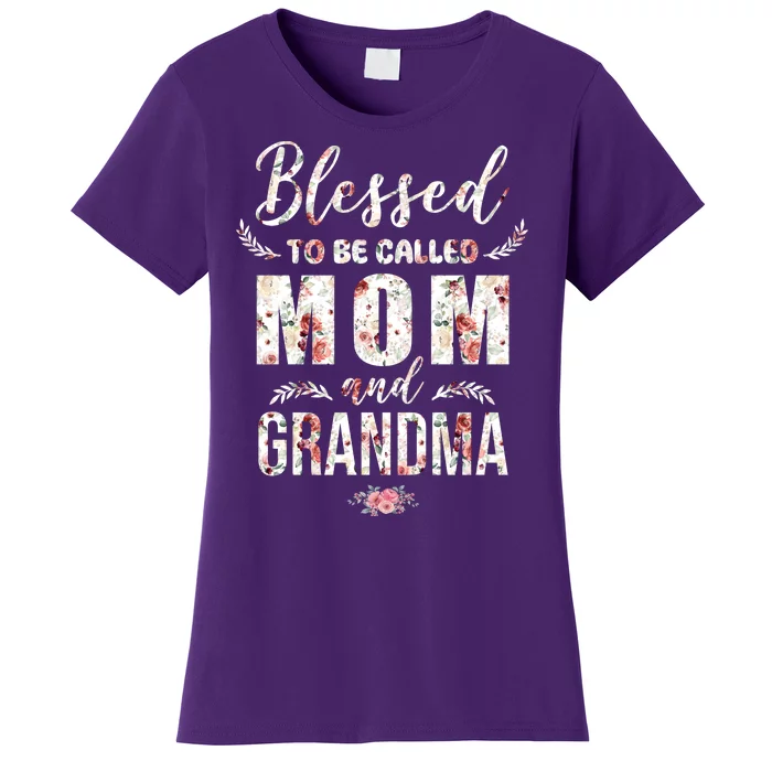 Blessed To Be Called Mom And Grandma Floral Women's T-Shirt