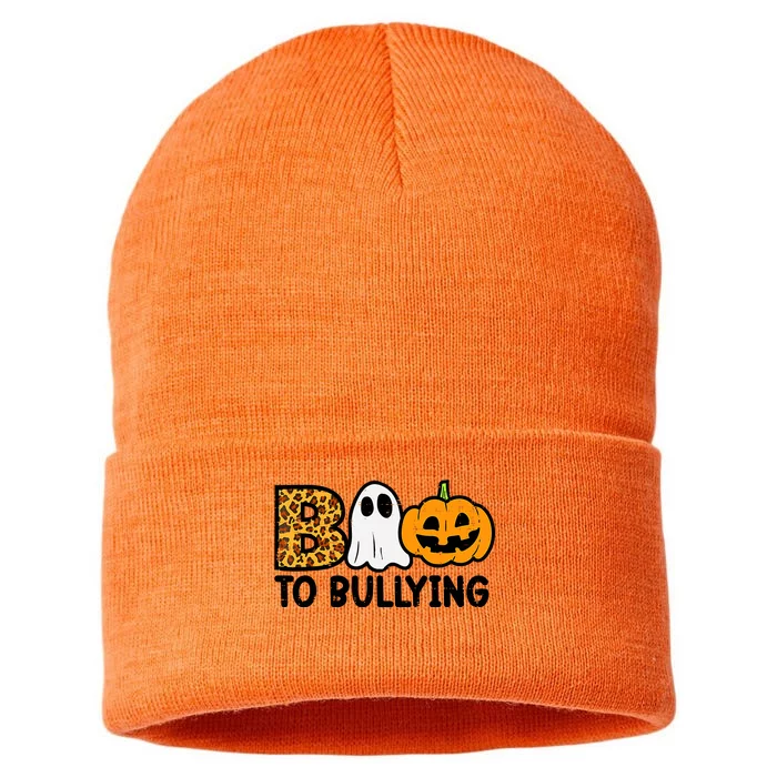 Boo To Bullying Orange Anti Bullying Unity Day Halloween Sustainable Knit Beanie