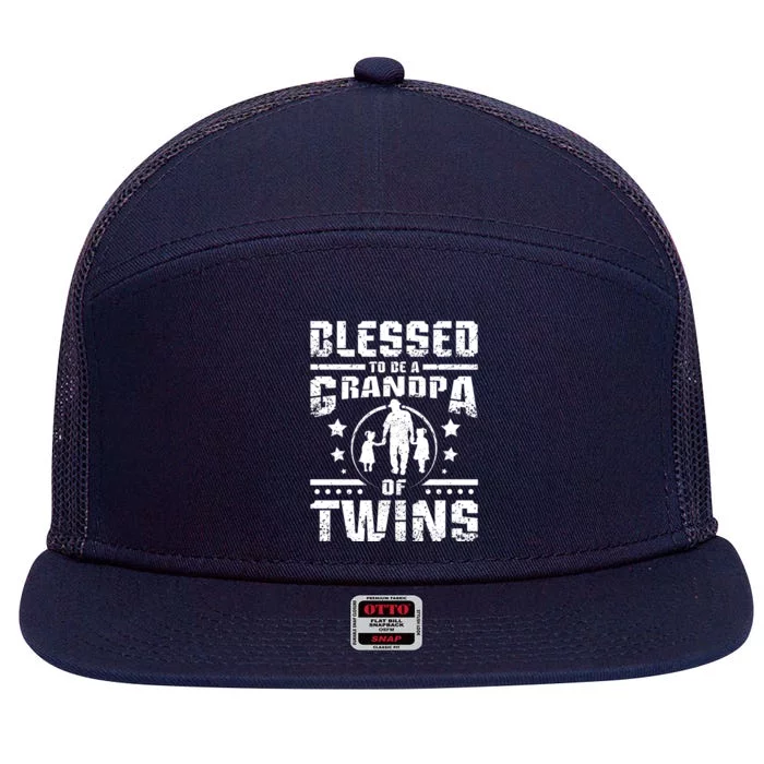 Blessed To Be A Grandpa Of Twins Gift 7 Panel Mesh Trucker Snapback Hat