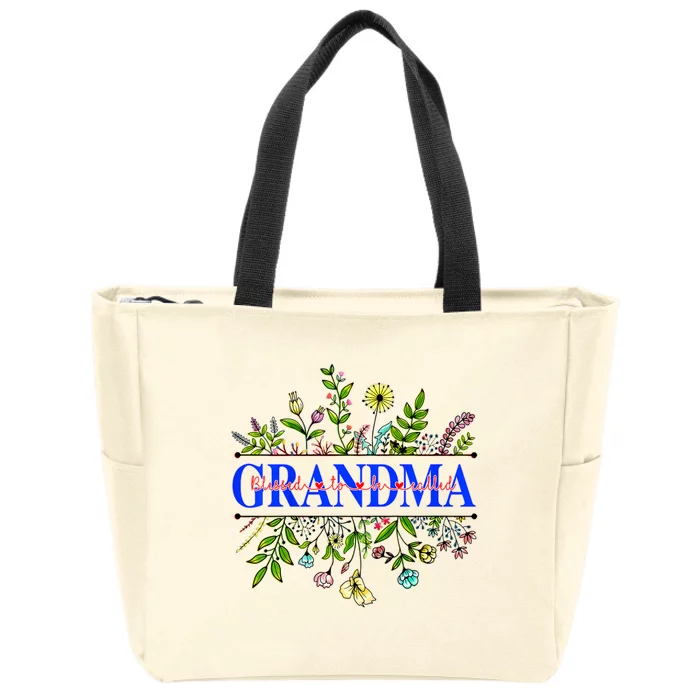 Blessed To Be Called Grandma Wildflower Zip Tote Bag