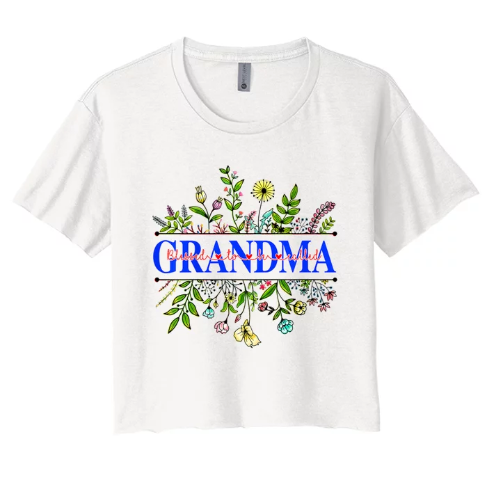 Blessed To Be Called Grandma Wildflower Women's Crop Top Tee