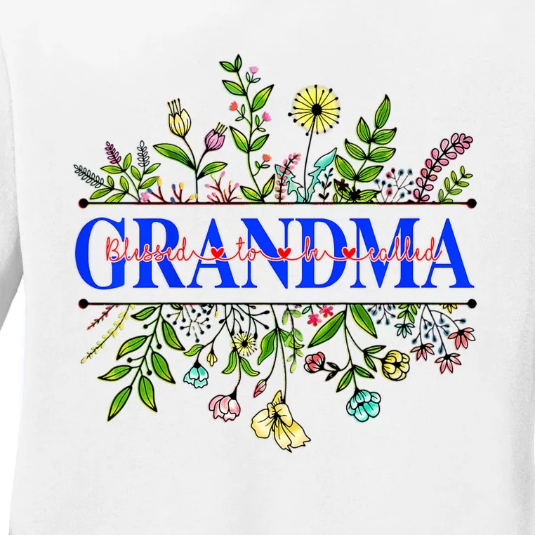 Blessed To Be Called Grandma Wildflower Ladies Long Sleeve Shirt