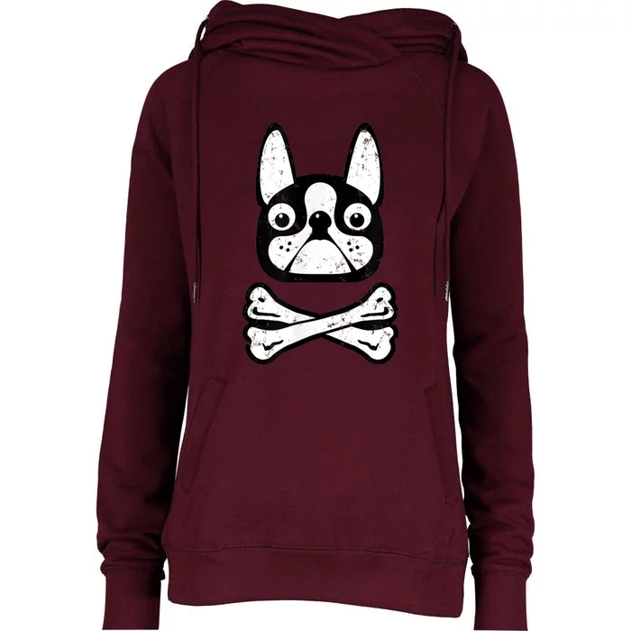 Boston Terrier Womens Funnel Neck Pullover Hood