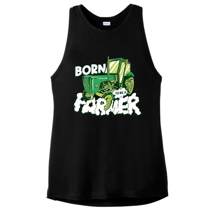 Born To Be A Farmer Tractor Farmer Meaningful Gift Ladies Tri-Blend Wicking Tank