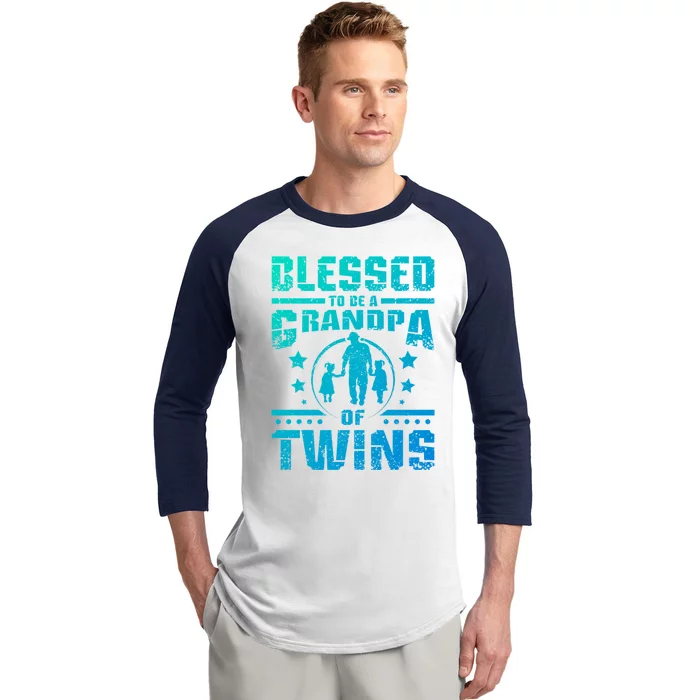 Blessed To Be A Grandpa Of Twins Gift Baseball Sleeve Shirt