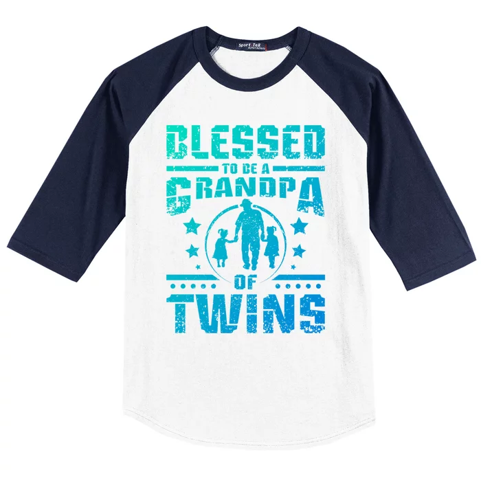 Blessed To Be A Grandpa Of Twins Gift Baseball Sleeve Shirt