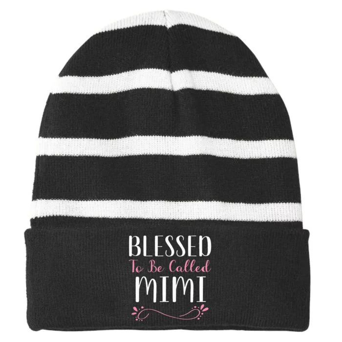 Blessed To Be Called Mimi Cute Cool Striped Beanie with Solid Band