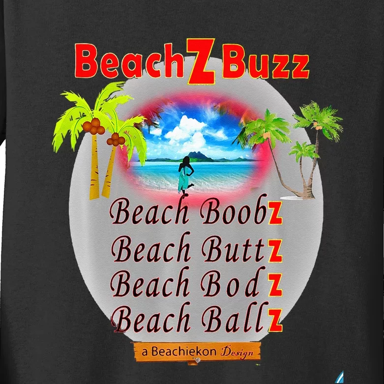 BeachiekonDesigns Teaseteetops Beach Z Buzz Kids Long Sleeve Shirt