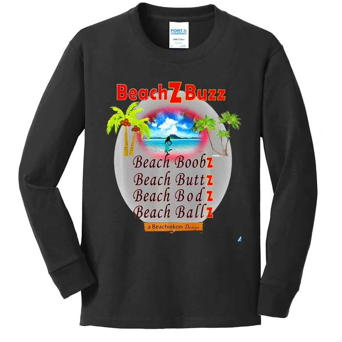 BeachiekonDesigns Teaseteetops Beach Z Buzz Kids Long Sleeve Shirt