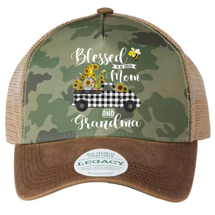 Blessed To Be Called Mom And Grandma Sunflower Gnome Legacy Tie Dye Trucker Hat