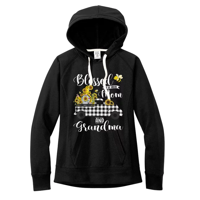 Blessed To Be Called Mom And Grandma Sunflower Gnome Women's Fleece Hoodie