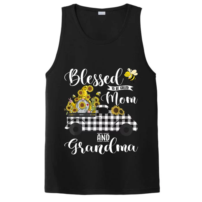 Blessed To Be Called Mom And Grandma Sunflower Gnome Performance Tank