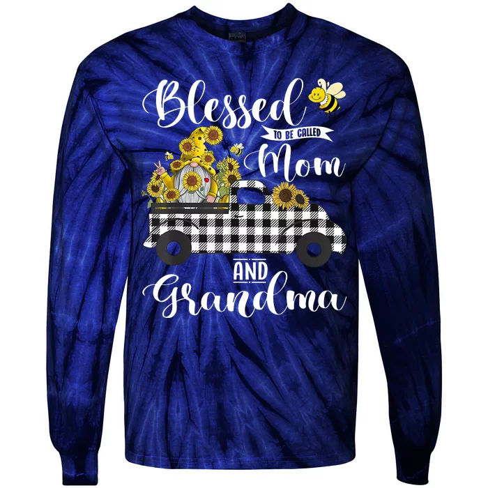 Blessed To Be Called Mom And Grandma Sunflower Gnome Tie-Dye Long Sleeve Shirt