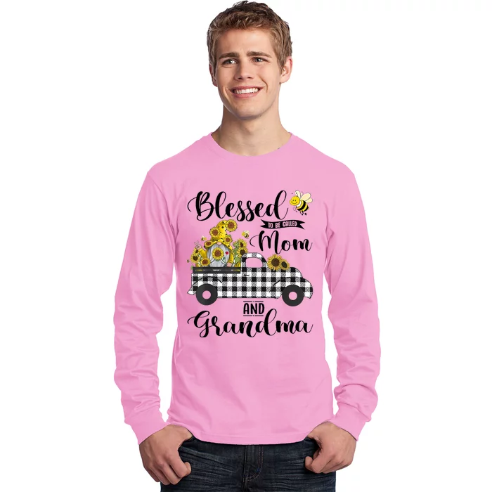 Blessed To Be Called Mom And Grandma Sunflower Gnome Long Sleeve Shirt