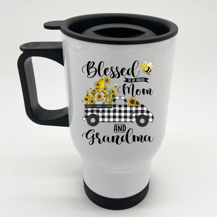 Blessed To Be Called Mom And Grandma Sunflower Gnome Front & Back Stainless Steel Travel Mug