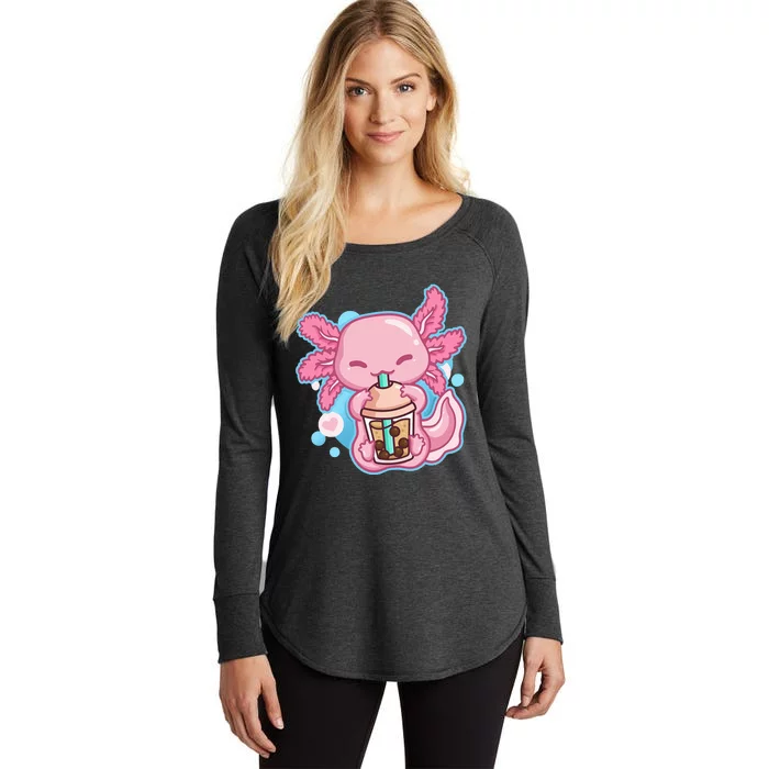 Boba Tea Bubble Tea Milk Tea Anime Axolotl Women's Perfect Tri Tunic Long Sleeve Shirt