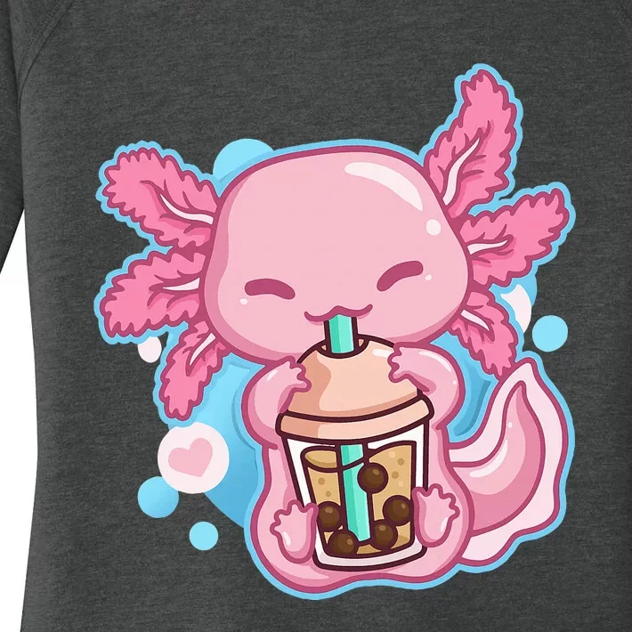 Boba Tea Bubble Tea Milk Tea Anime Axolotl Women's Perfect Tri Tunic Long Sleeve Shirt