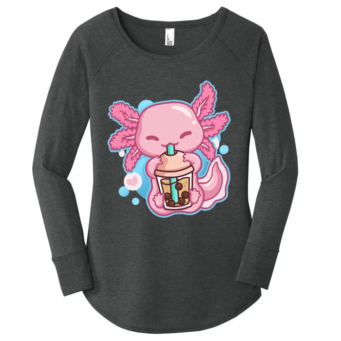 Boba Tea Bubble Tea Milk Tea Anime Axolotl Women's Perfect Tri Tunic Long Sleeve Shirt