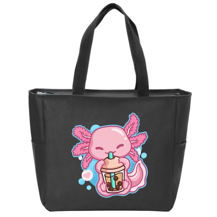 Boba Tea Bubble Tea Milk Tea Anime Axolotl Zip Tote Bag