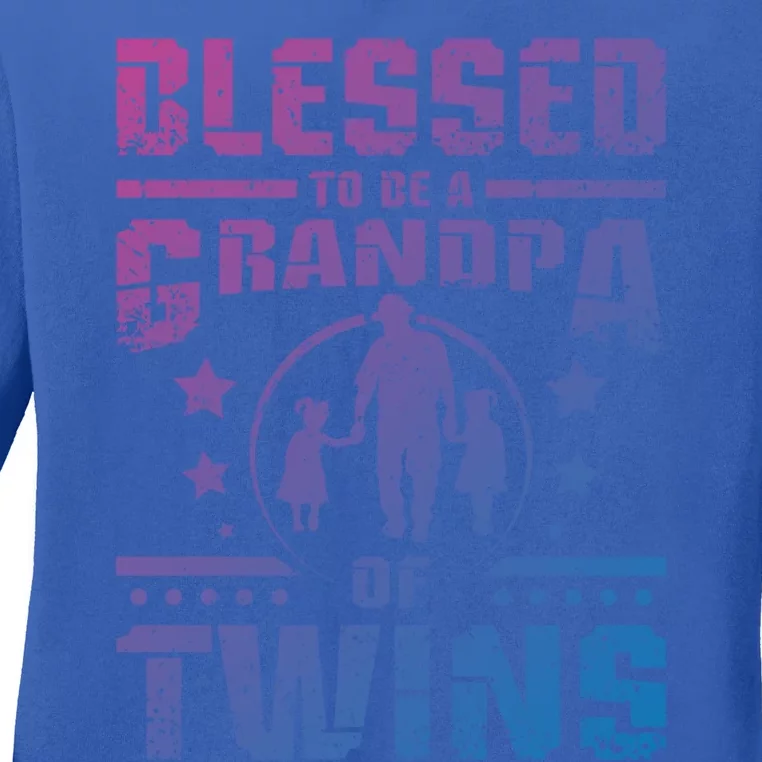 Blessed To Be A Grandpa Of Twins Gift Ladies Long Sleeve Shirt